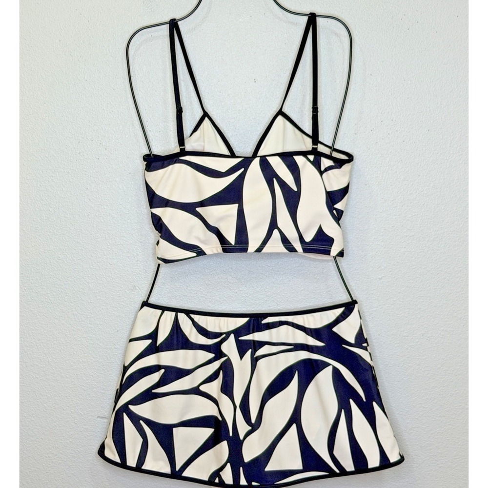 Sanctuary 2 Piece Swimsuit Medium Black Animal Print Full Coverage Top Skirt NEW - Picture 7 of 14